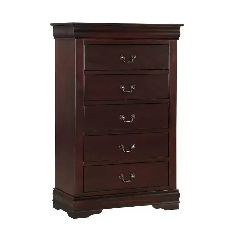 Mobili da camera da letto in legno massello Cassettiera a 5 cassetti o Comodino a 2 cassetti, Letto a slitta, Accessori in ottone, Montaggio facile