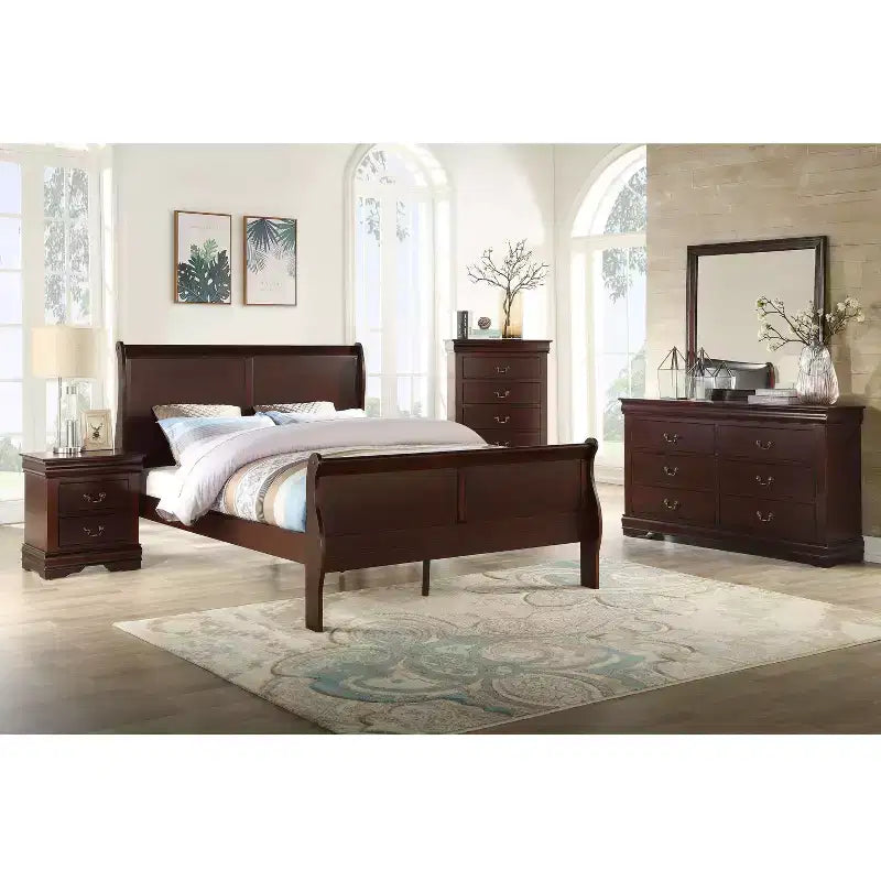 Mobili da camera da letto in legno massello Cassettiera a 5 cassetti o Comodino a 2 cassetti, Letto a slitta, Accessori in ottone, Montaggio facile