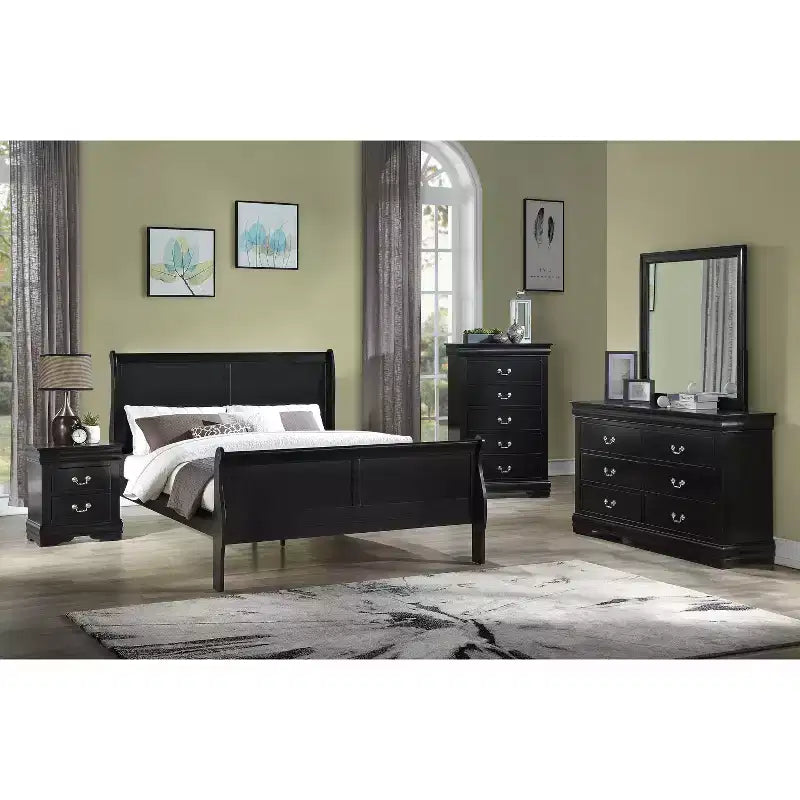 Mobili da camera da letto in legno massello Cassettiera a 5 cassetti o Comodino a 2 cassetti, Letto a slitta, Accessori in ottone, Montaggio facile