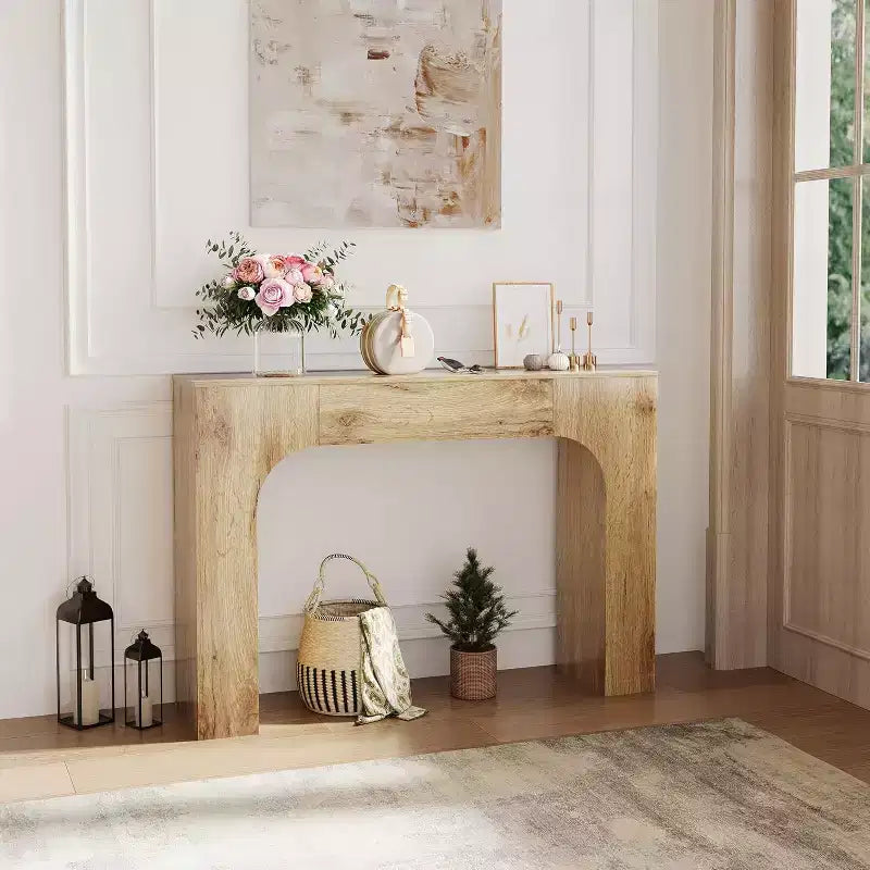 Console Table, Wooden Rectangular Sofa Table Behind The Couch, Industrial Entry Table Foyer Hallway Table, Farmhouse Entryway Tables
