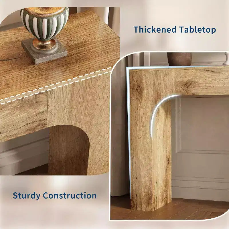 Tavolo Consolle, Tavolino Rettangolare in Legno Dietro il Divano, Tavolo d'Ingresso Industriale per Foyer e Corridoio, Tavolo d'Ingresso Stile Rustico