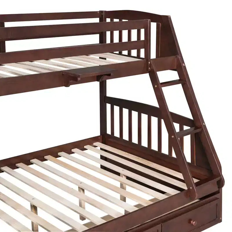 Letto a castello a una piazza e mezza con cassetti, letto a castello in legno trasformabile con due cassetti portaoggetti, telaio letto a castello staccabile in legno massello