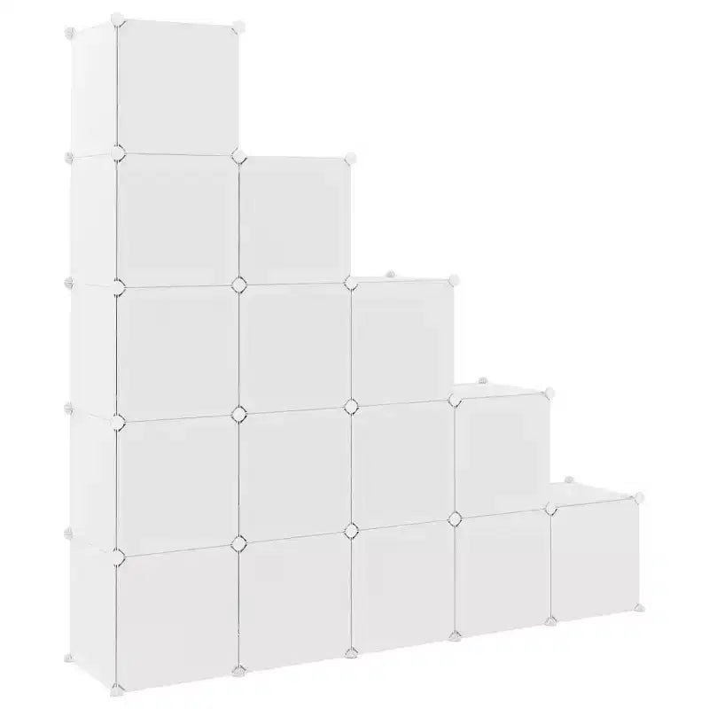 Mobiletto a cubo per bambini con 15 organizer a cubi libreria in PP bianco - Bianco 61 60.6