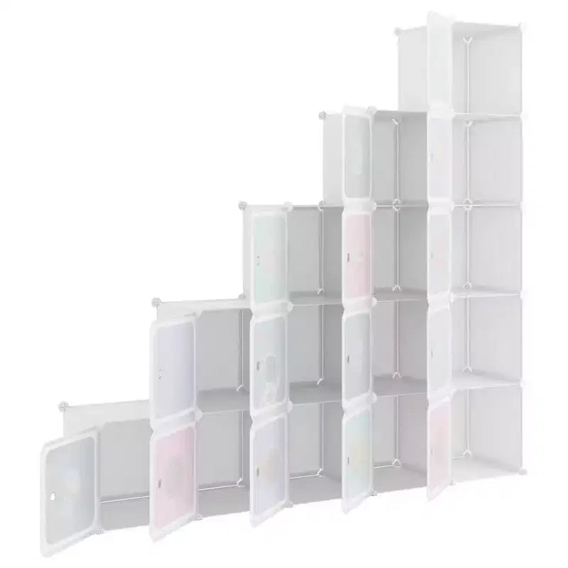 Mobiletto a cubo per bambini con 15 organizer a cubi libreria in PP bianco - Bianco 61 60.6