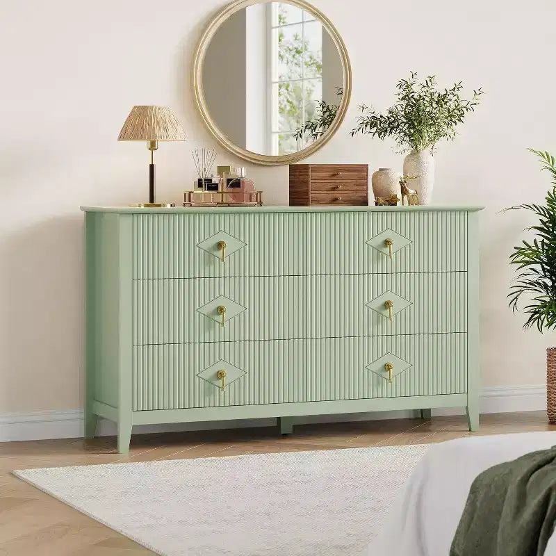 42.9 Tall Fluted Dresser - 5-Drawer Wood Storage Cabinet for Bedroom & Living Room