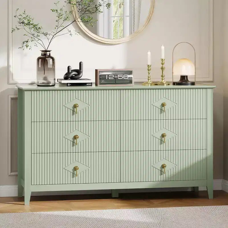 42.9 Tall Fluted Dresser - 5-Drawer Wood Storage Cabinet for Bedroom & Living Room
