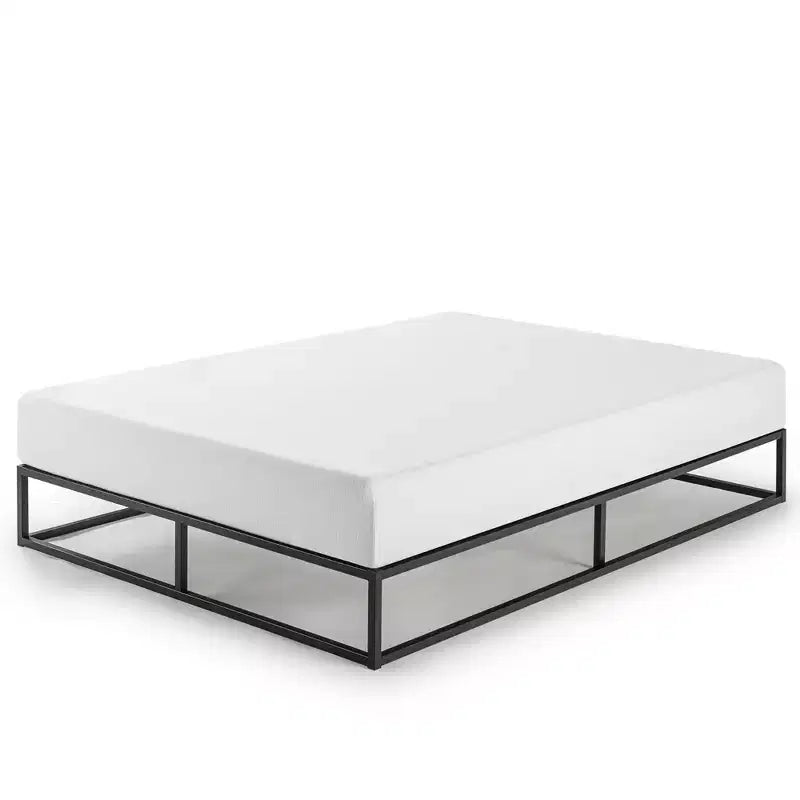 Modernista 10 - Struttura letto a piattaforma in metallo con base a doghe, King, Nero