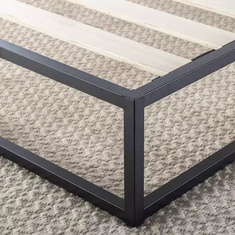 Modernista 10 - Struttura letto a piattaforma in metallo con base a doghe, King, Nero