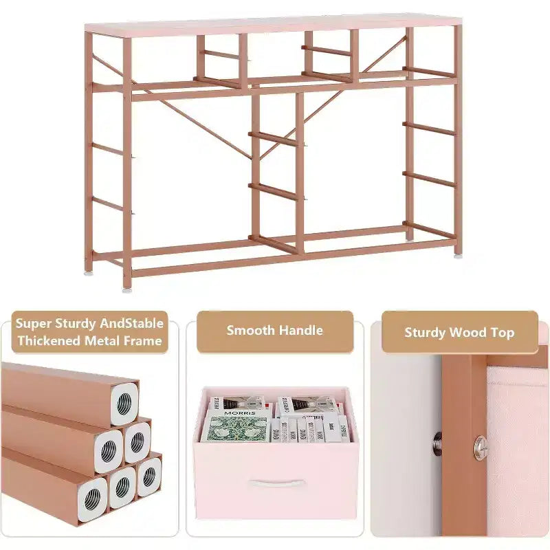 Cassettiera in tessuto a 10 cassetti per camera da letto, piano in legno, struttura in acciaio, comò moderno, cassettiera leggera con contenitori in tessuto per soggiorno, corridoio
