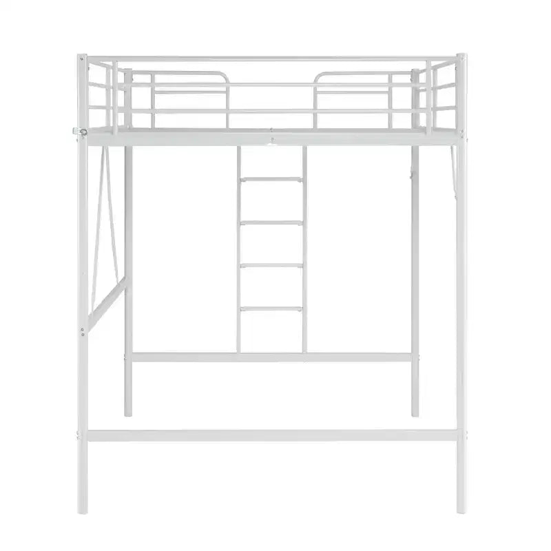 Letto a soppalco Full Metal per bambini, con scala a pioli piatta, nessuna molla richiesta, bianco