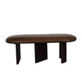 HomeRoots 48 Brown Genuine Leather and Solid Wood Upholstered Bench