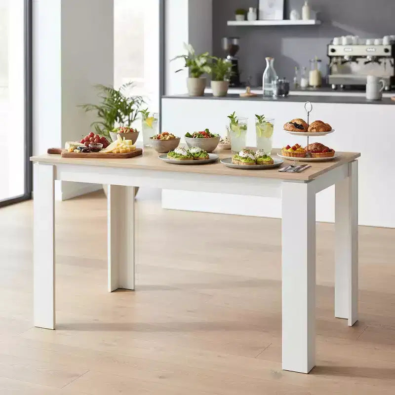 Tavolo da Pranzo Rettangolare per 24 Persone, Tavolo da Cucina e Sala da Pranzo con Struttura in Legno, per Piccoli Spazi, Appartamento, Ufficio Domestico, Rovere