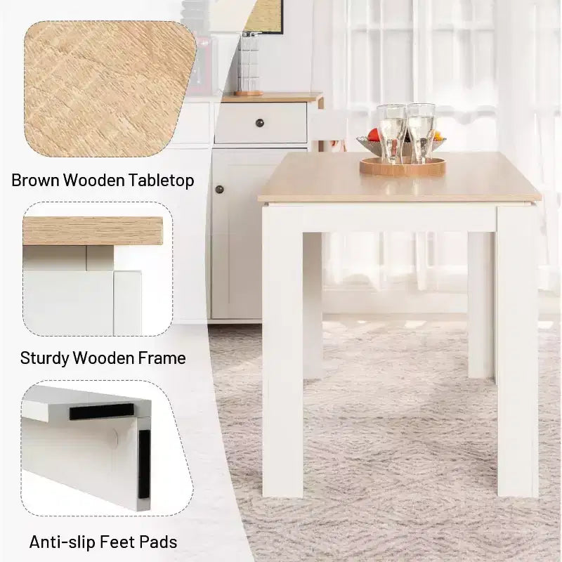 Tavolo da Pranzo Rettangolare per 24 Persone, Tavolo da Cucina e Sala da Pranzo con Struttura in Legno, per Piccoli Spazi, Appartamento, Ufficio Domestico, Rovere