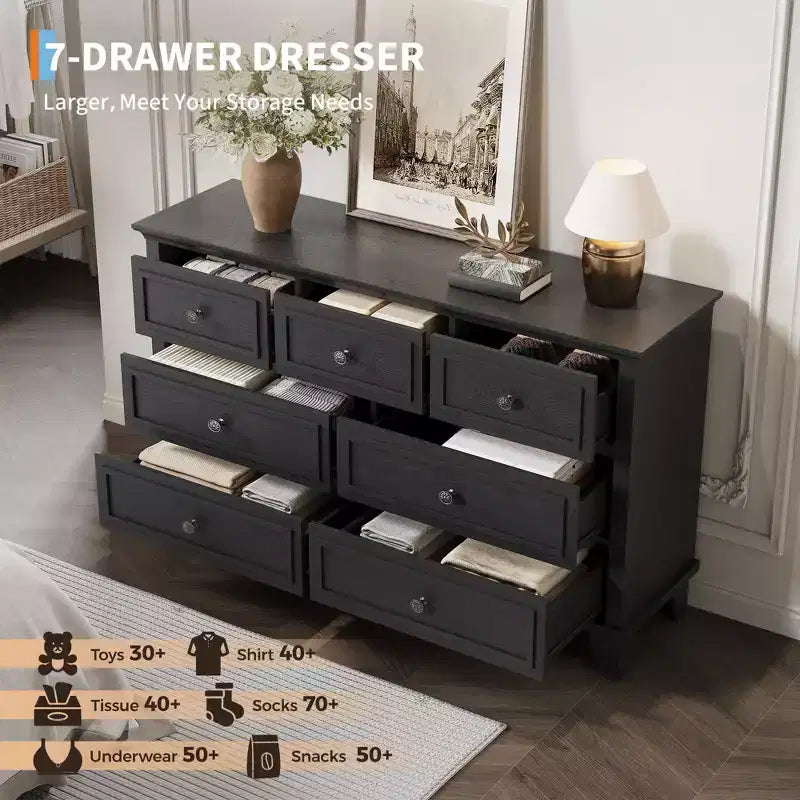 Comò a 3/6/7 cassetti, cassettiera in legno con squisiti manici in metallo, cassettiera dal design moderno per camera da letto, soggiorno, ingresso