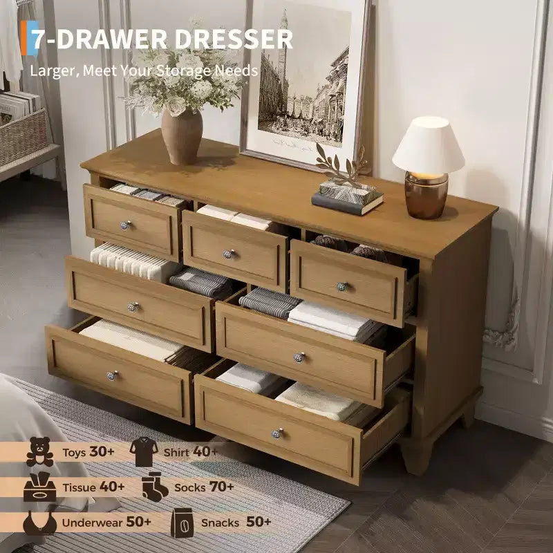 Comò a 3/6/7 cassetti, cassettiera in legno con squisiti manici in metallo, cassettiera dal design moderno per camera da letto, soggiorno, ingresso