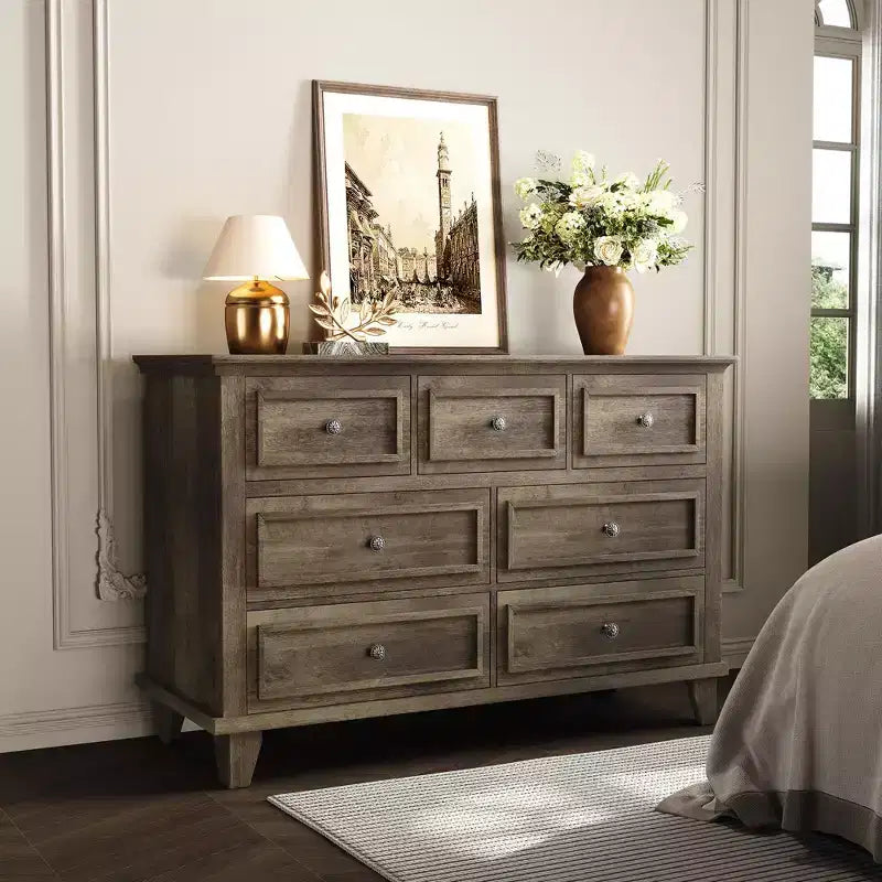 Comò a 3/6/7 cassetti, cassettiera in legno con squisiti manici in metallo, cassettiera dal design moderno per camera da letto, soggiorno, ingresso
