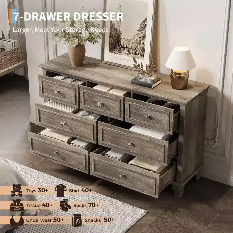 Comò a 3/6/7 cassetti, cassettiera in legno con squisiti manici in metallo, cassettiera dal design moderno per camera da letto, soggiorno, ingresso