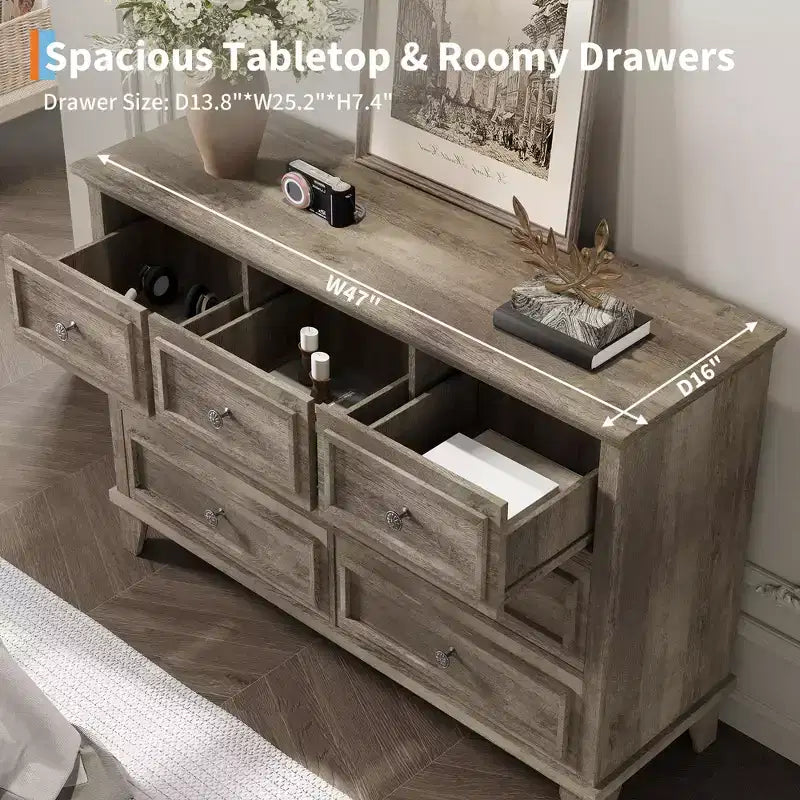 Comò a 3/6/7 cassetti, cassettiera in legno con squisiti manici in metallo, cassettiera dal design moderno per camera da letto, soggiorno, ingresso