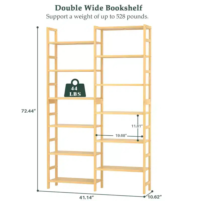 41-In Libreria con 12 Ripiani Aperti, Scaffale in Bambù per Esposizione e Contenimento