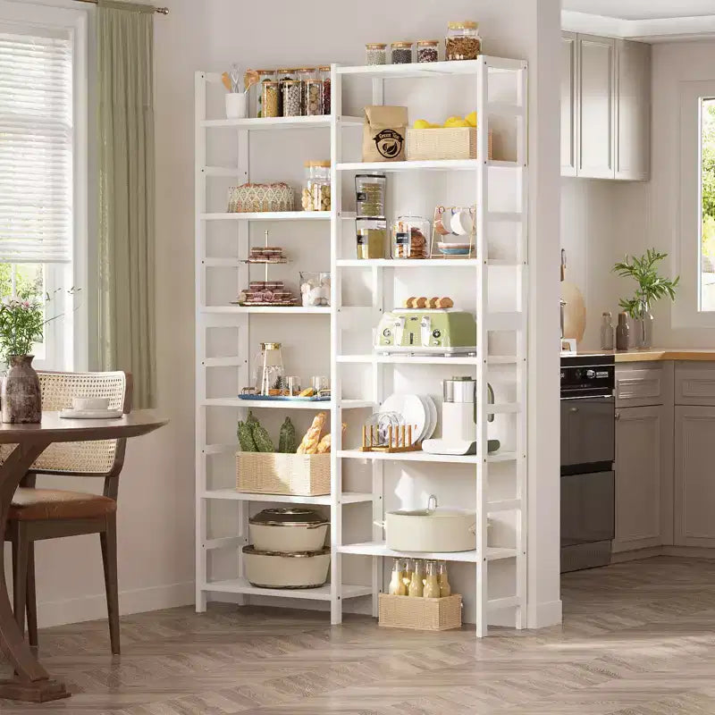 41-In Libreria con 12 Ripiani Aperti, Scaffale in Bambù per Esposizione e Contenimento