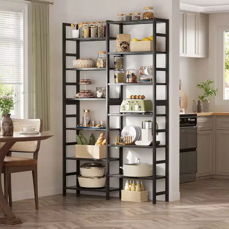 41-In Libreria con 12 Ripiani Aperti, Scaffale in Bambù per Esposizione e Contenimento
