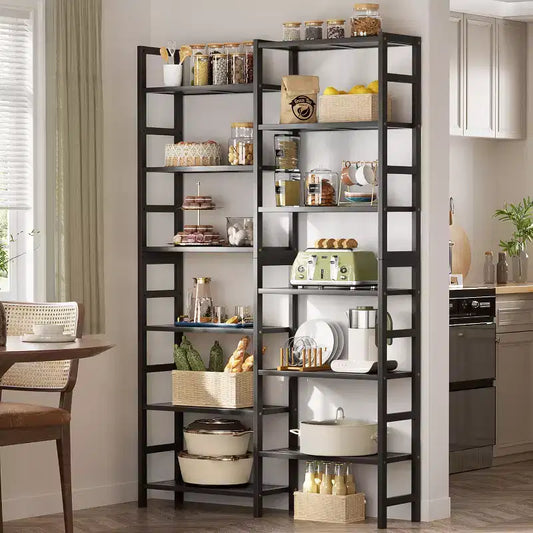 41-In Libreria con 12 Ripiani Aperti, Scaffale in Bambù per Esposizione e Contenimento