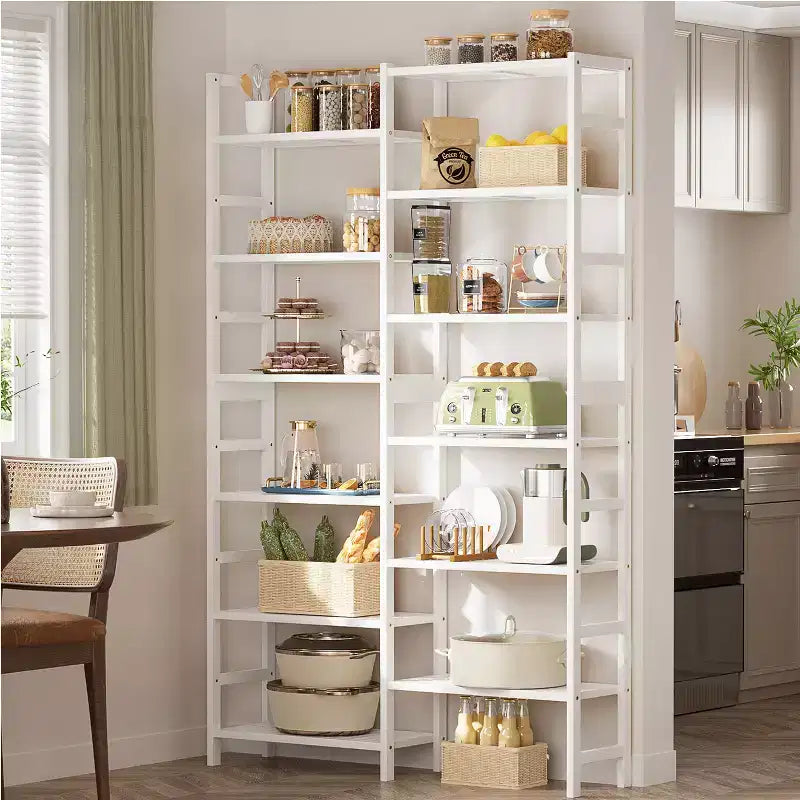 41-In Bookshelf with 12 Open Shelves, Bamboo Display Storage Shelving Unit