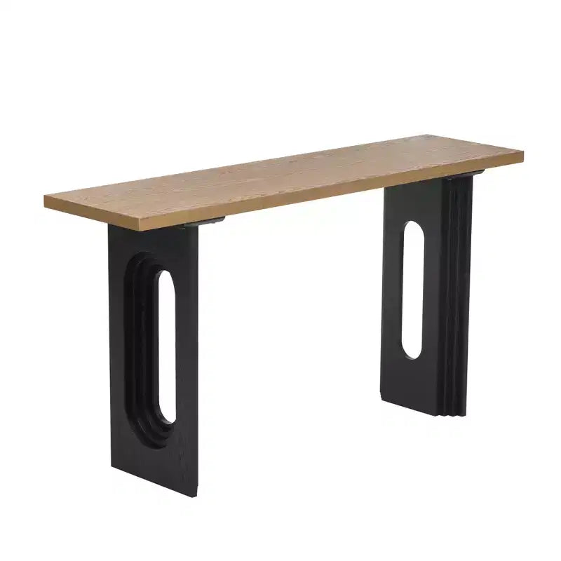 Consolle Unica con Gambe Tonne Cave, Tavolo da Ingresso Moderno in Legno per Salotto e Ingresso