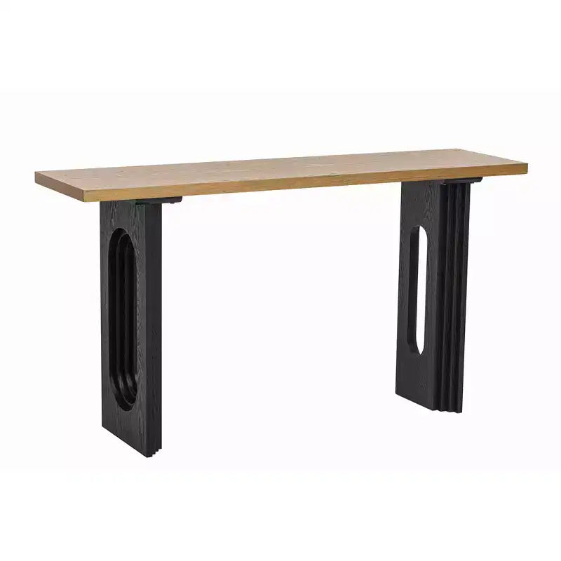 Consolle Unica con Gambe Tonne Cave, Tavolo da Ingresso Moderno in Legno per Salotto e Ingresso