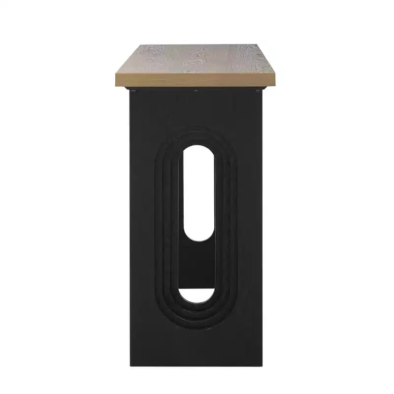 Consolle Unica con Gambe Tonne Cave, Tavolo da Ingresso Moderno in Legno per Salotto e Ingresso