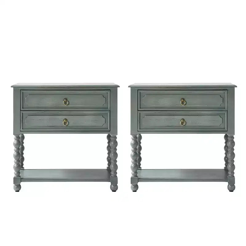 Jerardo 30 Tall 2-Drawer End Table with Built-in Charging Outlets Set of 2|ARTFUL LIVING DESIGNS