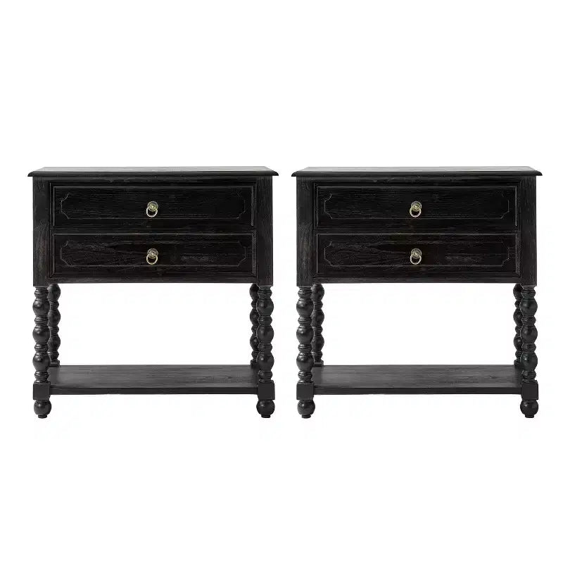 Jerardo Tavolino 30" alto 2 cassetti con prese di ricarica integrate, set da 2
