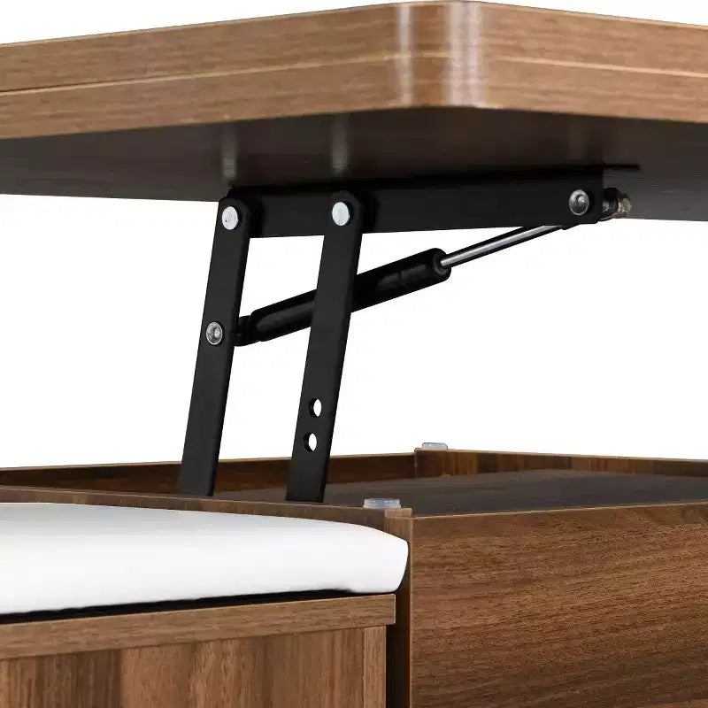 Tavolino moderno con piano sollevabile, contenitore e sgabelli, tavolino da caffè multifunzionale mobile per piccoli soggelli o appartamenti -