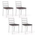Costway Wooden Dining Chair Set of 4 w/ Acacia Wood Legs Padded Cushion Ladder Back