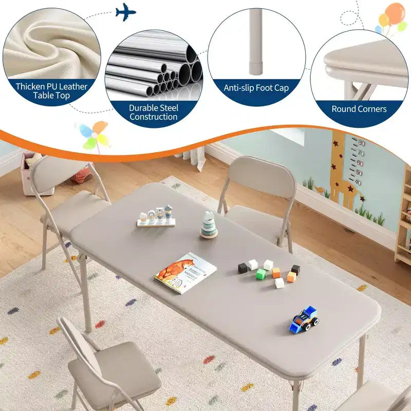 Tavolino Pieghevole per Bambini Solo per Attività, Tavolo da Gioco per Imparare e Fare Lavoretti in Sala Giochi, Aula