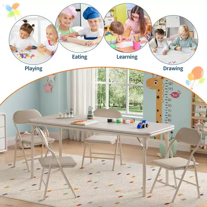 Tavolino Pieghevole per Bambini Solo per Attività, Tavolo da Gioco per Imparare e Fare Lavoretti in Sala Giochi, Aula
