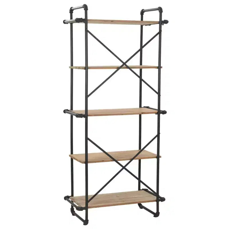 Libreria a Muro Scaffale a Colonna in Legno Massello di Abete e Acciaio