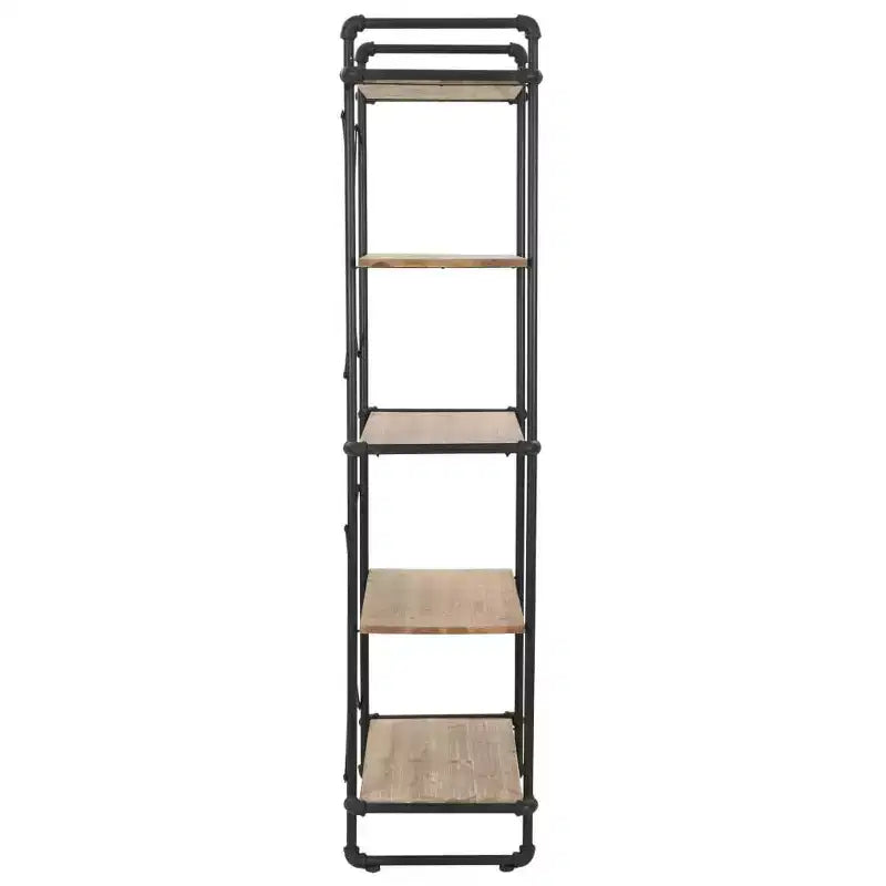 Libreria a Muro Scaffale a Colonna in Legno Massello di Abete e Acciaio