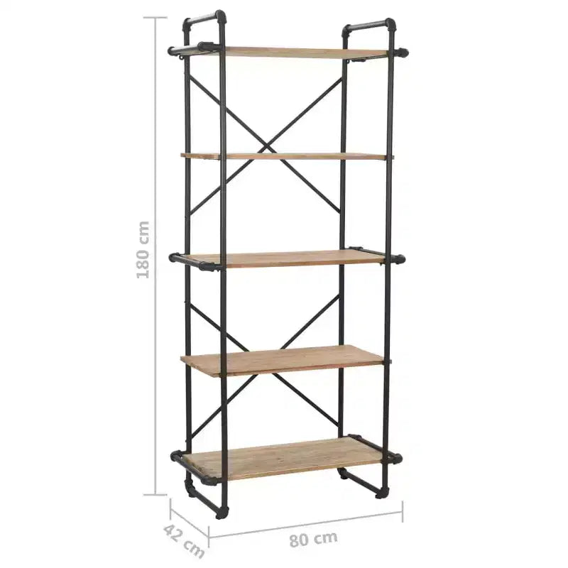Libreria a Muro Scaffale a Colonna in Legno Massello di Abete e Acciaio