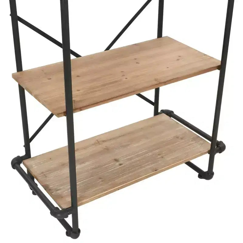 Libreria a Muro Scaffale a Colonna in Legno Massello di Abete e Acciaio