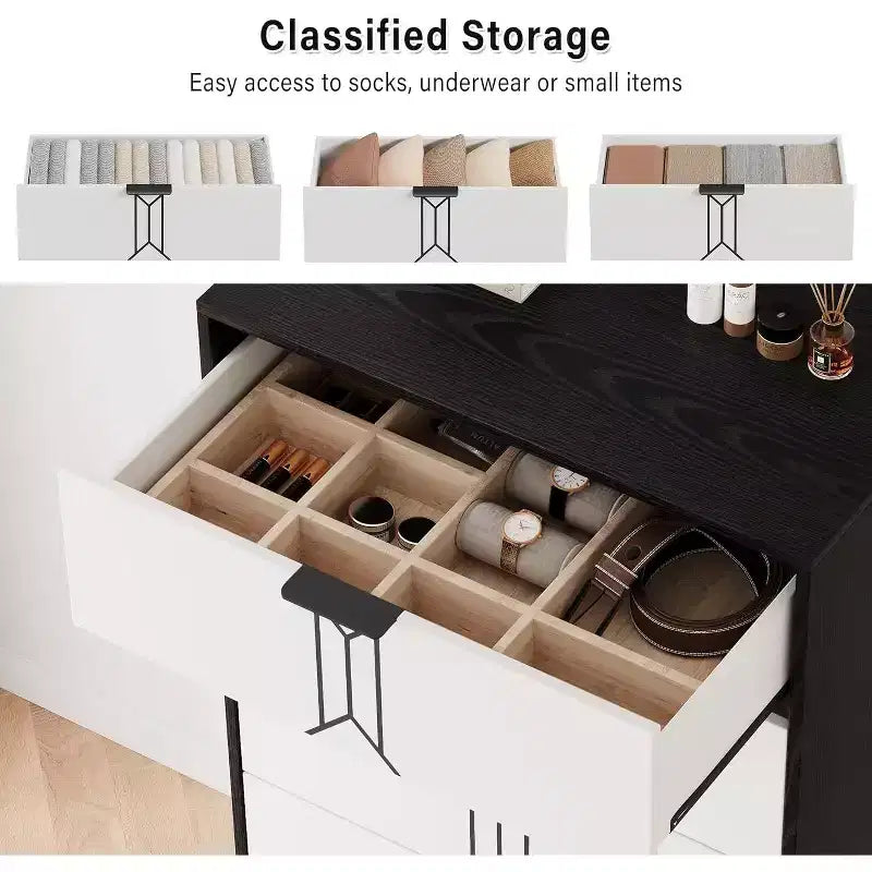 5 Drawer Dresser, Modern Chest with Vintage Pattern and Deep Storage for Bedroom, Living Room, Entryway