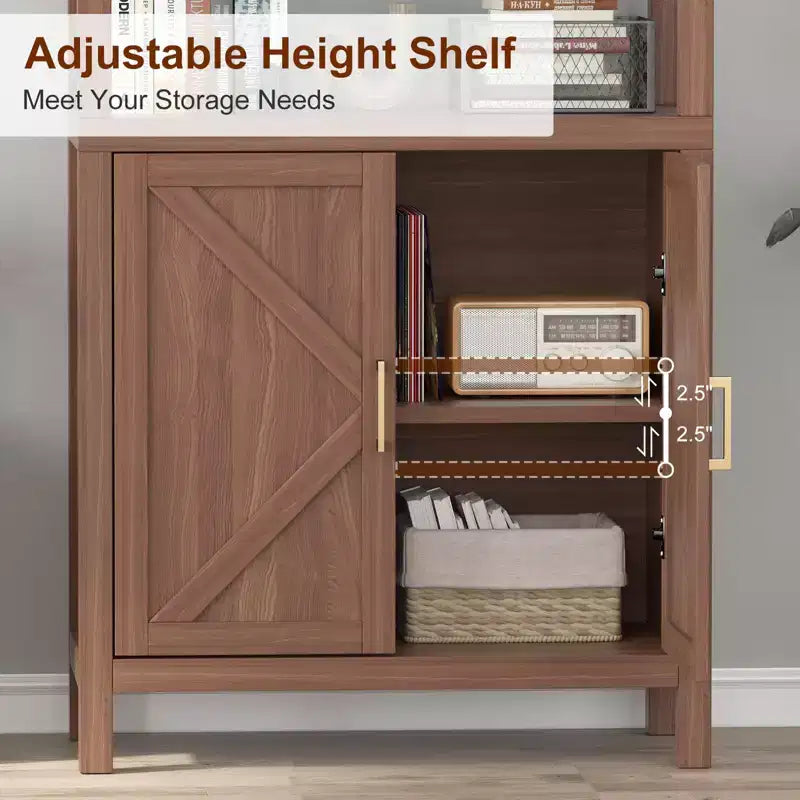 Bookshelf 5 Tier Book Shelf, 71 Tall Bookcase with Storage Space & Shelves, Farmhouse Bookcases for Living Room Home Office Kitchen