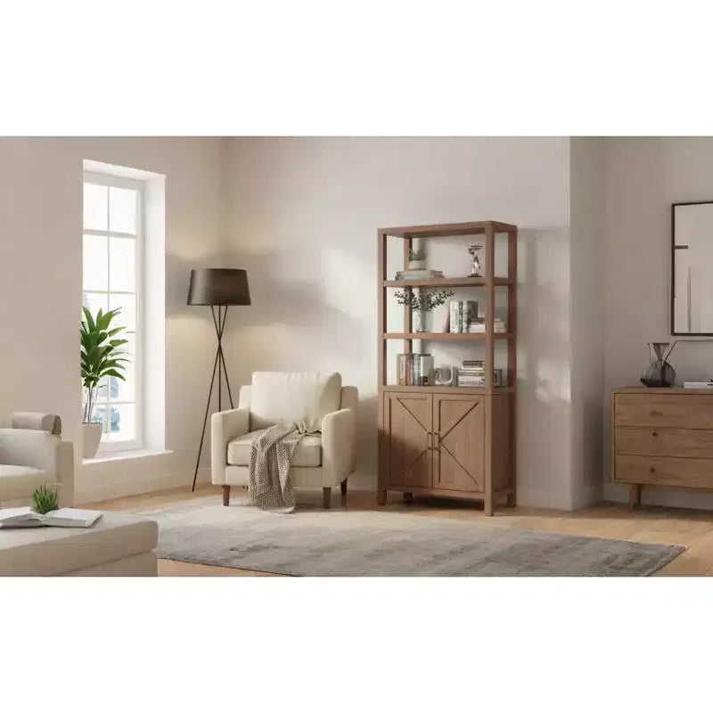 Libreria a 5 ripiani, scaffale alto 180 cm con spazio e ripiani, librerie stile rustico per soggiorno, ufficio, cucina