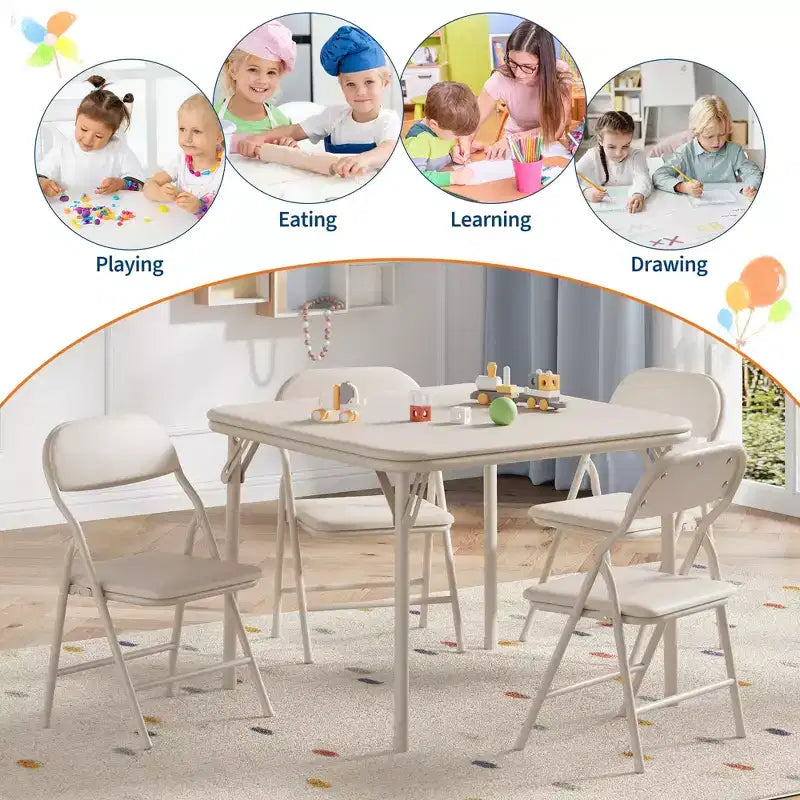 Set Tavolo e Sedie Pieghevoli, Set Tavolo e Sedie per Bambini e Bambine per Sala da Pranzo, Asilo Nido, Aule