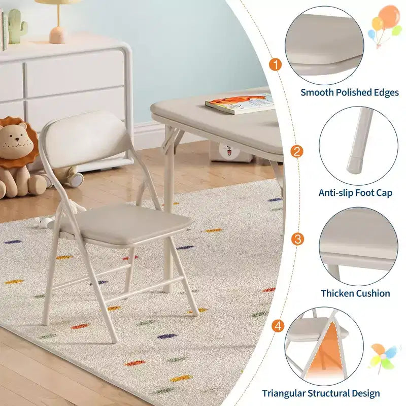 Set Tavolo e Sedie Pieghevoli, Set Tavolo e Sedie per Bambini e Bambine per Sala da Pranzo, Asilo Nido, Aule