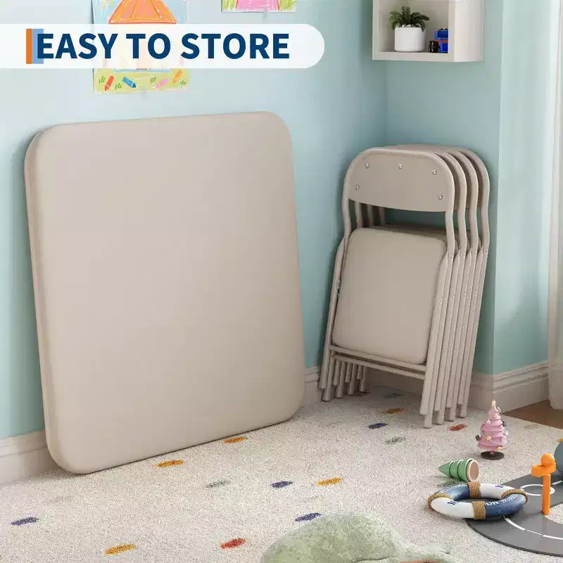 Set Tavolo e Sedie Pieghevoli, Set Tavolo e Sedie per Bambini e Bambine per Sala da Pranzo, Asilo Nido, Aule