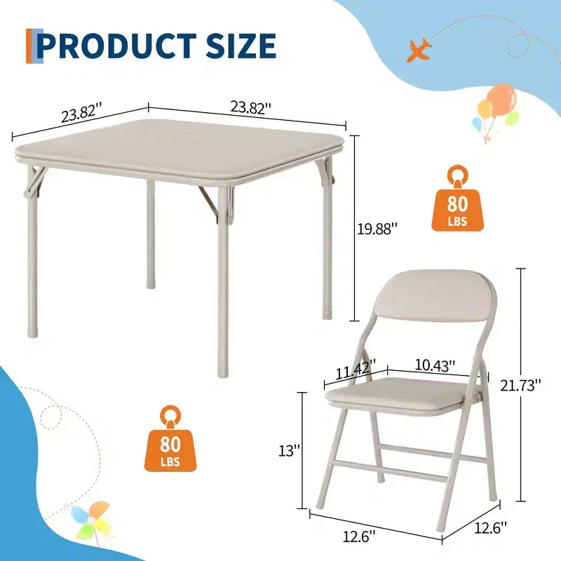 Set Tavolo e Sedie Pieghevoli, Set Tavolo e Sedie per Bambini e Bambine per Sala da Pranzo, Asilo Nido, Aule