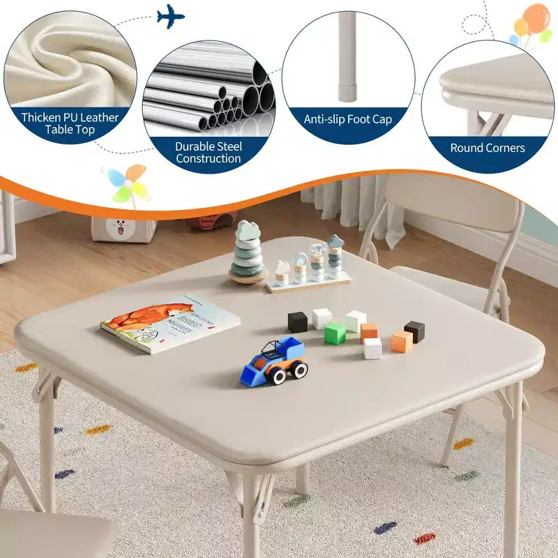 Set Tavolo e Sedie Pieghevoli, Set Tavolo e Sedie per Bambini e Bambine per Sala da Pranzo, Asilo Nido, Aule