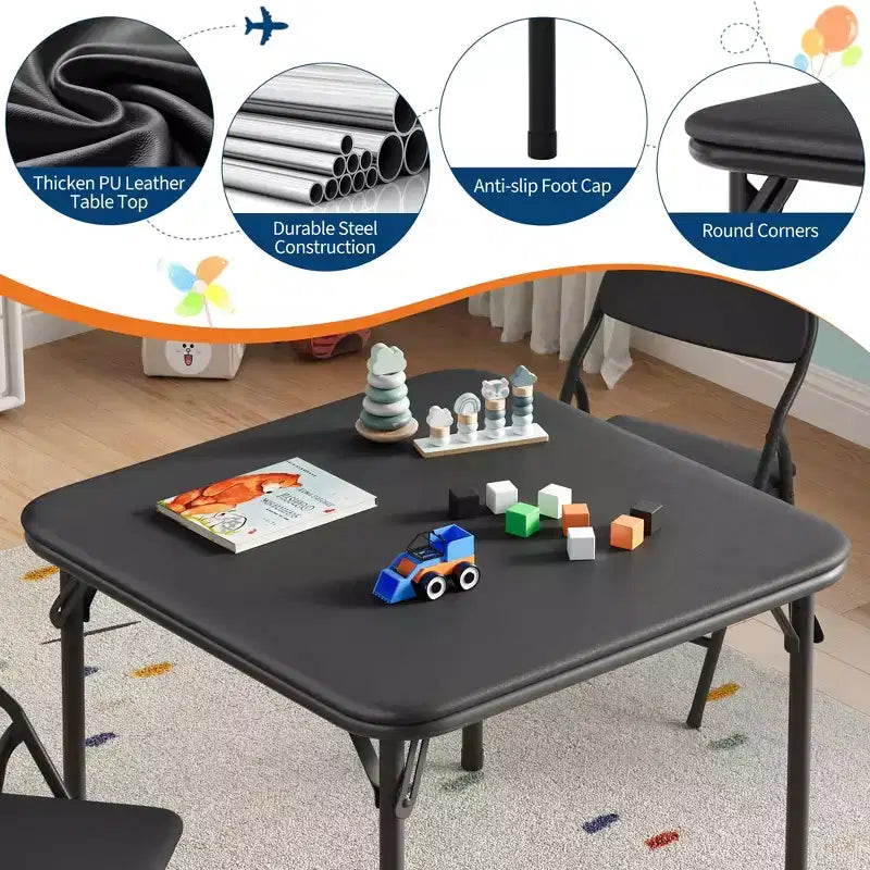 Set Tavolo e Sedie Pieghevoli, Set Tavolo e Sedie per Bambini e Bambine per Sala da Pranzo, Asilo Nido, Aule