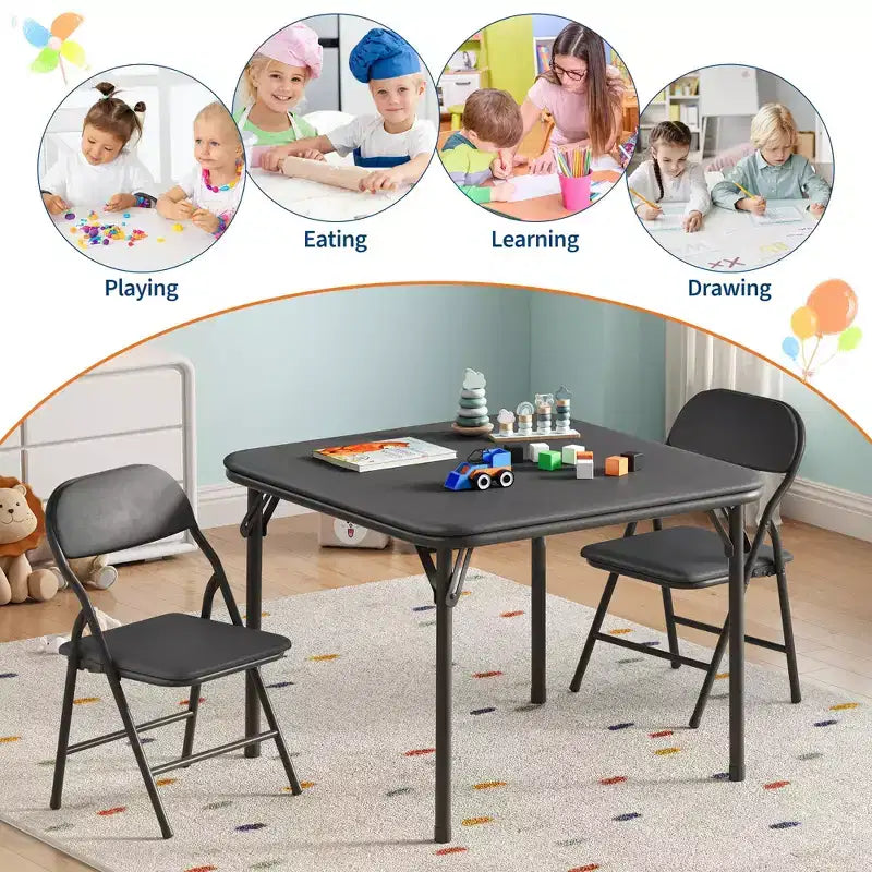 Set Tavolo e Sedie Pieghevoli, Set Tavolo e Sedie per Bambini e Bambine per Sala da Pranzo, Asilo Nido, Aule